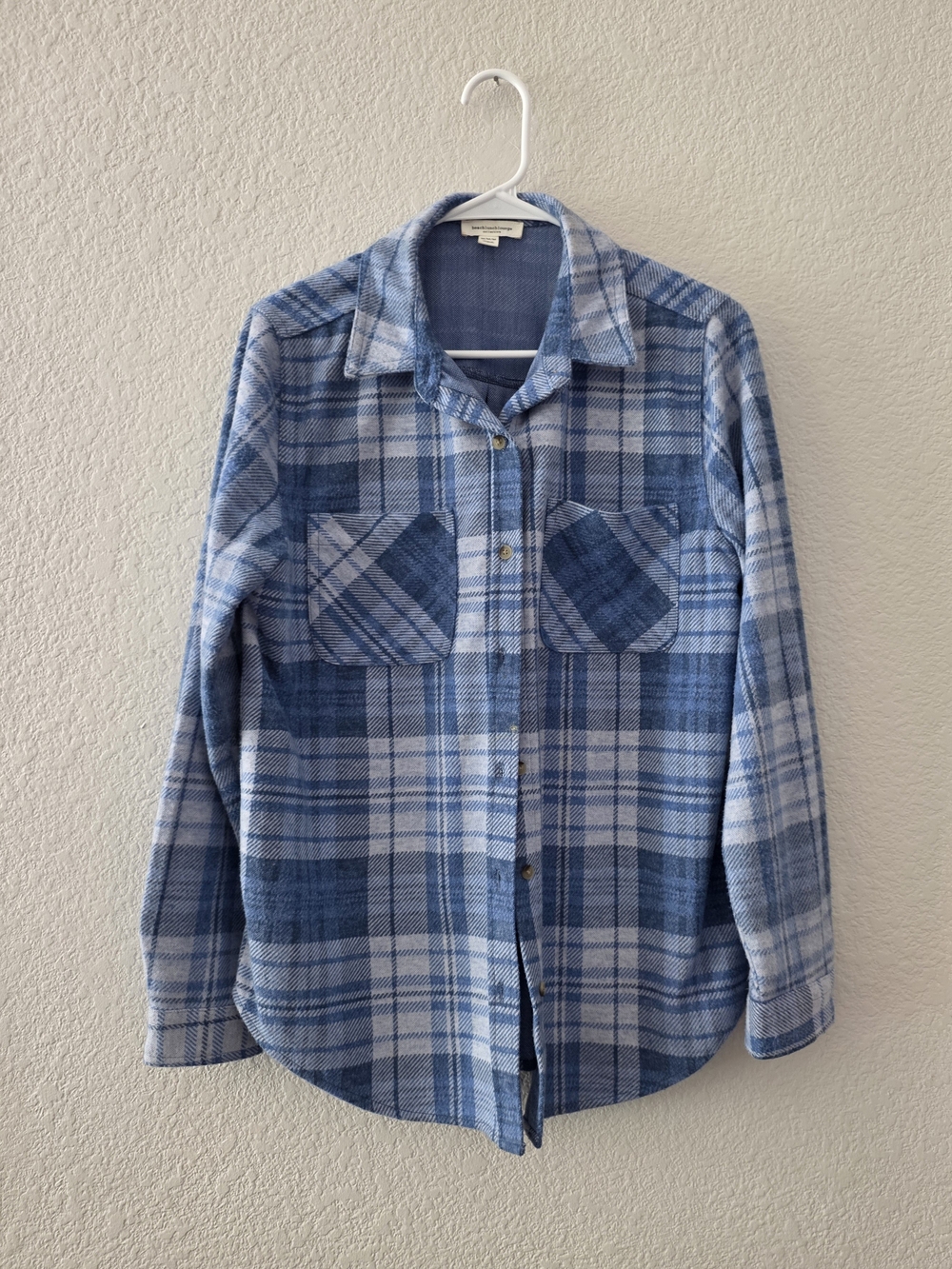 beachlunchlounge Blue and White Plaid Button-Down Shirt